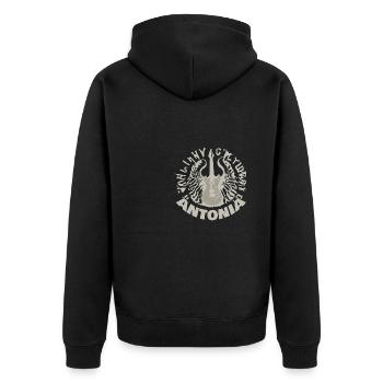 Gitarre Antonia - Unisex Premium Bio Zip Hoodie - Schwarz - Hinten - Nico (187cm)