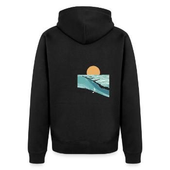 Surfer in den Wellen - Unisex Premium Bio Zip Hoodie - Schwarz - Hinten - Nico (187cm)