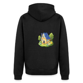 Märchen Haus des Milchmanns blau - Unisex Premium Bio Zip Hoodie - Schwarz - Hinten - Nico (187cm)