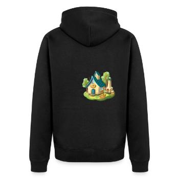Fairytale House Bakery Bread and Pretzel - Unisex Premium Organic Zip Hoodie - black - Back - Nico (187cm)