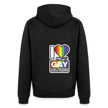 LBGT Drapeau Gay Pride Human Love Girlfriend - Veste à capuche bio Premium Unisexe - noir - Dos - Nico (187cm)
