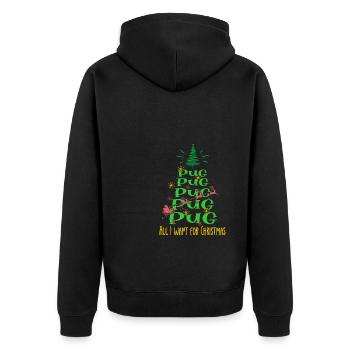 Mops Hund Weihnachten Hunderasse - Unisex Premium Bio Zip Hoodie - Schwarz - Hinten - Nico (187cm)