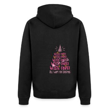 Welsh Corgi Hund Weihnachten Hunderasse - Unisex Premium Bio Zip Hoodie - Schwarz - Hinten - Nico (187cm)