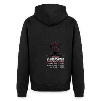 Ohne Pudelpointer ist alles doof - Unisex Premium Bio Zip Hoodie - Schwarz - Hinten - Nico (187cm)