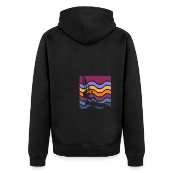 Surfen Strand Surfer Surfen Sommer Meer Liebhaber - Unisex Premium Bio Zip Hoodie - Schwarz - Hinten - Nico (187cm)