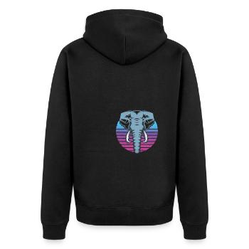 Funny Elephant Elephant Zoo Animal Fun Lover - Unisex Premium Organic Zip Hoodie - black - Back - Nico (187cm)