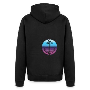 Lustiger Anker Segeln Seekapitän Matrose Spaß Lieb - Unisex Premium Bio Zip Hoodie - Schwarz - Hinten - Nico (187cm)