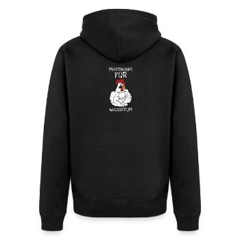 Masthuhn Für Wachstum Bodybuilding - Unisex Premium Bio Zip Hoodie - Schwarz - Hinten - Nico (187cm)