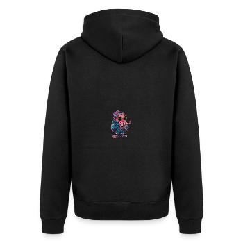 Oktopus Winter Comic - Unisex Premium Bio Zip Hoodie - Schwarz - Hinten - Nico (187cm)