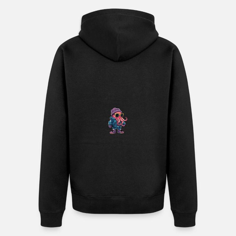 Oktopus Winter Comic - Unisex Premium Bio Zip Hoodie - Schwarz