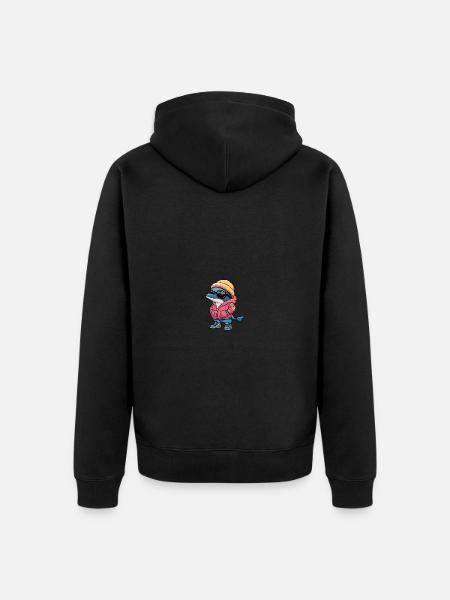 Dolphin Winter Comic - Unisex Premium Organic Zip Hoodie - black