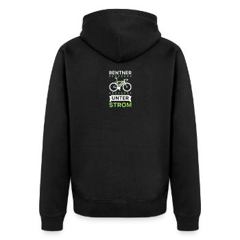 Rentner unter Strom eBike Geschenk - Unisex Premium Bio Zip Hoodie - Schwarz - Hinten - Nico (187cm)