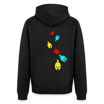 Spartaner Helm - Unisex Premium Bio Zip Hoodie - Schwarz - Hinten - Nico (187cm)