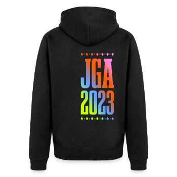 Jga 2023 Junggesellenabschied - Unisex Premium Bio Zip Hoodie - Schwarz - Hinten - Nico (187cm)