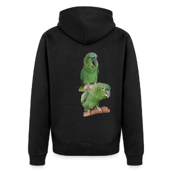 The farinous parrot - Unisex Premium Organic Zip Hoodie - black - Back - Nico (187cm)