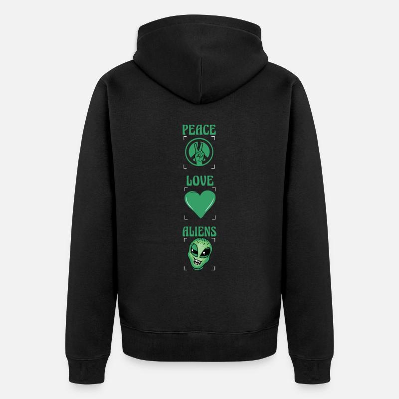 Paix Amour Extraterrestres - Veste à capuche bio Premium Unisexe - noir