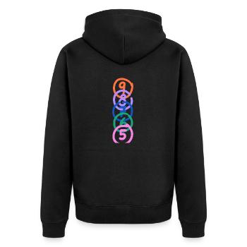 sidback unltd. - from 9 to 5 - Unisex Premium Bio Zip Hoodie - Schwarz - Hinten - Nico (187cm)
