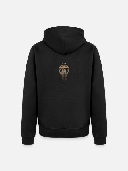 life is better with coffee - Unisex Premium Organic Zip Hoodie - black