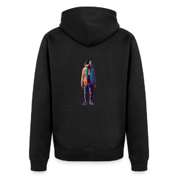 Hoodie Men - Unisex Premium Bio Zip Hoodie - Schwarz - Hinten - Nico (187cm)