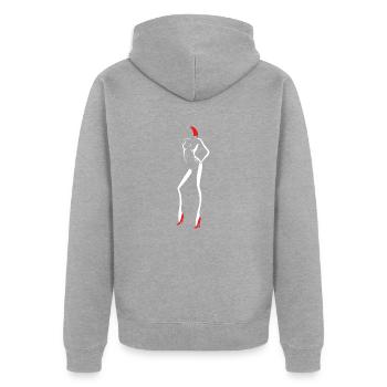 Silhouette Frau Haar Schuhe Rot - Unisex Premium Bio Zip Hoodie - Grau meliert - Hinten - Nico (187cm)