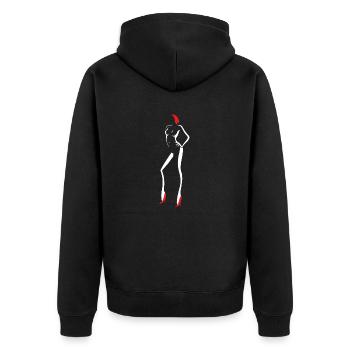 Silhouette Frau Haar Schuhe Rot - Unisex Premium Bio Zip Hoodie - Schwarz - Hinten - Nico (187cm)