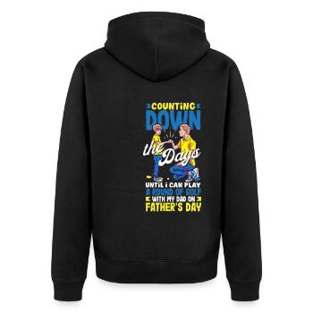 Counting Down the Days Father's Day - Unisex Premium Bio Zip Hoodie - Schwarz - Hinten - Nico (187cm)