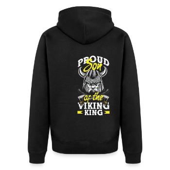Proud Son of the Viking King Father's Day - Unisex Premium Bio Zip Hoodie - Schwarz - Hinten - Nico (187cm)