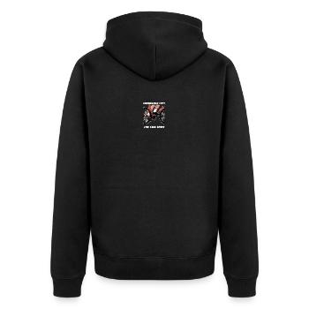 Verbrenne Fett und kein Sprit Eine nachhaltige Art - Unisex Premium Bio Zip Hoodie - Schwarz - Hinten - Nico (187cm)