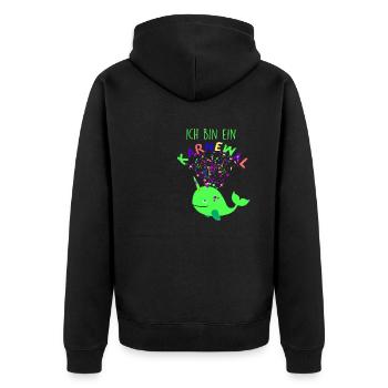 Carnival,Whale,Confetti,Carnival,Whale,Green - Unisex Premium Organic Zip Hoodie - black - Back - Nico (187cm)