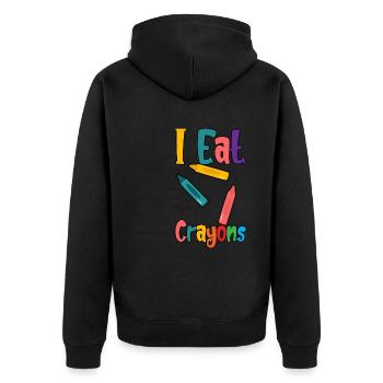 I Eat Crayons 2 - Unisex Premium Bio Zip Hoodie - Schwarz - Hinten - Nico (187cm)