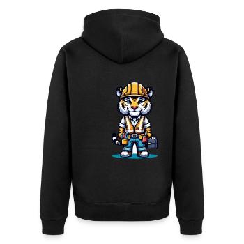 Tigre mignon ouvrier du bâtiment - Veste à capuche bio Premium Unisexe - noir - Dos - Nico (187cm)