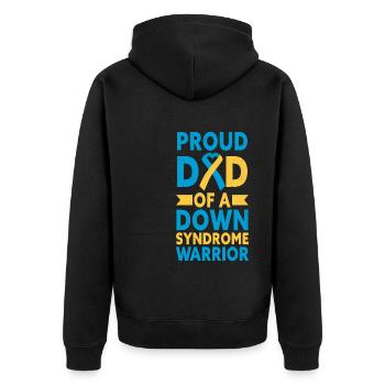 Proud Dad Of A Down Syndrome Warrior T21 Awareness - Unisex Premium Bio Zip Hoodie - Schwarz - Hinten - Nico (187cm)