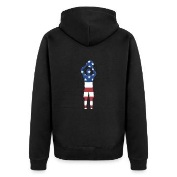Sport Us Flag Korfball - Unisex Premium Organic Zip Hoodie - black - Back - Nico (187cm)