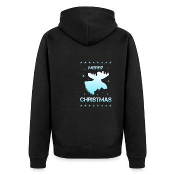 Merry Christmas moss - Unisex Premium Organic Zip Hoodie - black - Back - Nico (187cm)