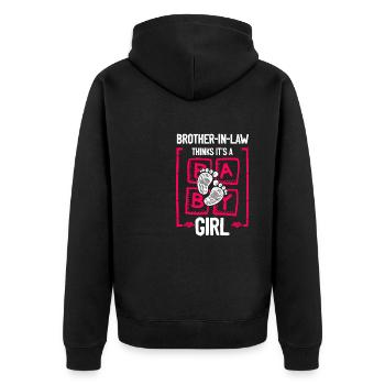 Brother-in-Law Thinks It's a Girl Gender Reveal - Unisex Premium Bio Zip Hoodie - Schwarz - Hinten - Nico (187cm)
