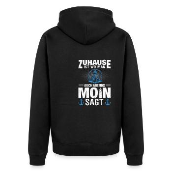 Moin Norddeutschland Ostfriesland - Unisex Premium Bio Zip Hoodie - Schwarz - Hinten - Nico (187cm)