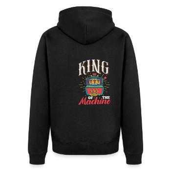 King of the Machine | Casino - Unisex Premium Bio Zip Hoodie - Schwarz - Hinten - Nico (187cm)