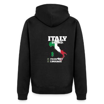 Italy Bound Country Travel Italian Flag Vacation - Unisex Premium Organic Zip Hoodie - black - Back - Nico (187cm)