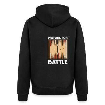 Prepare For Battle Throwing Dices Board Games - Unisex Premium Organic Zip Hoodie - black - Back - Nico (187cm)