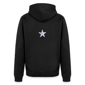 Zartes Seestern-Aquarell - Unisex Premium Bio Zip Hoodie - Schwarz - Hinten - Nico (187cm)
