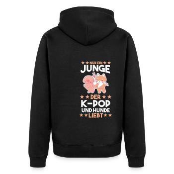 Hunde Anime K-pop - Unisex Premium Bio Zip Hoodie - Schwarz - Hinten - Nico (187cm)