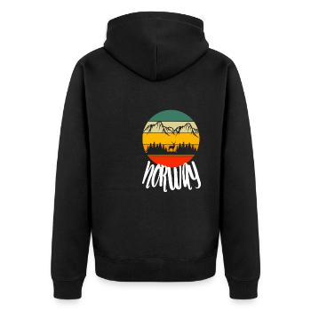 Norway Nature Retro Forest Trees Animal Deer - Unisex Premium Organic Zip Hoodie - black - Back - Nico (187cm)