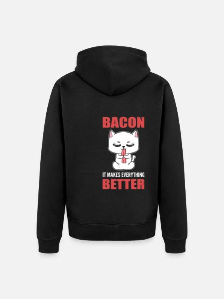 Bacon It Makes Everything Better Lustiger Koch - Premium økologisk unisex-hættejakke - sort