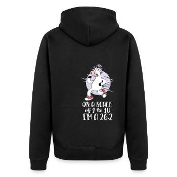 26.2 Meilen Marathon - Marathonläufer - Unisex Premium Bio Zip Hoodie - Schwarz - Hinten - Nico (187cm)