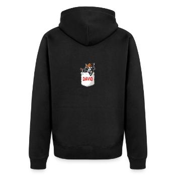 Raccoon David - Unisex Premium Organic Zip Hoodie - black - Back - Nico (187cm)