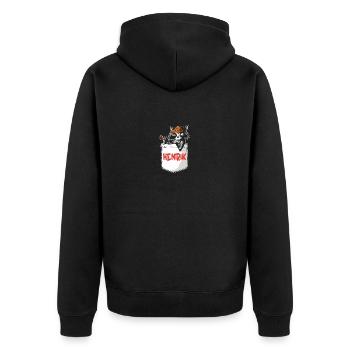 Waschbär Henrik - Unisex Premium Bio Zip Hoodie - Schwarz - Hinten - Nico (187cm)