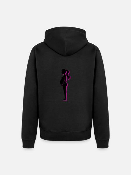 Femme Grossesse Bébé - Veste à capuche bio Premium Unisexe - noir