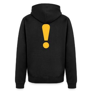 Stylo et papier questsigns point d'exclamation jaune - Veste à capuche bio Premium Unisexe - noir - Dos - Nico (187cm)