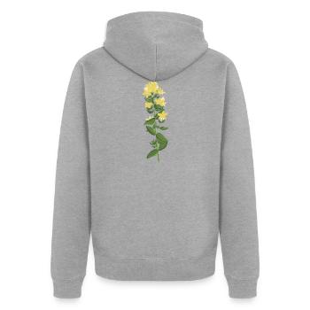 Yellow St. John's wort - Unisex Premium Organic Zip Hoodie - heather grey - Back - Nico (187cm)
