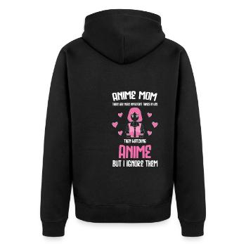 anime merch Anime anime mom Geschenk - Unisex Premium Bio Zip Hoodie - Schwarz - Hinten - Nico (187cm)